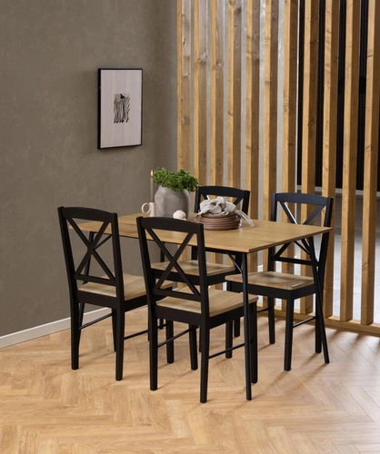 Stół do jadalni Peru 120x80 cm dąb artisan z czarnymi nogami nowoczesny Actona