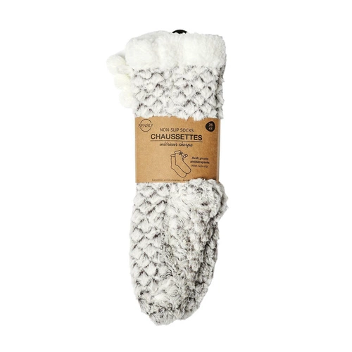 Skarpetki damskie Intesi z pomponami różowe grube ciepłe bambosze domowe 36-41