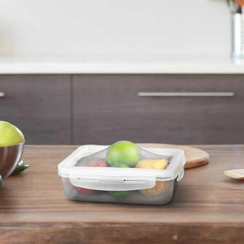 Lunchbox Intesi transparentny z elastyczną pokrywą i szczelnym zamknięciem, plastikowy do pracy