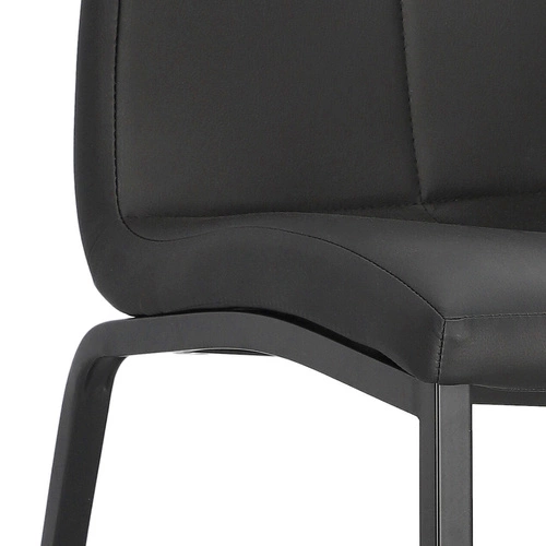 Krzesło tapicerowane ekoskóra Asama Actona czarne do jadalni nowoczesne na metalowych nogach