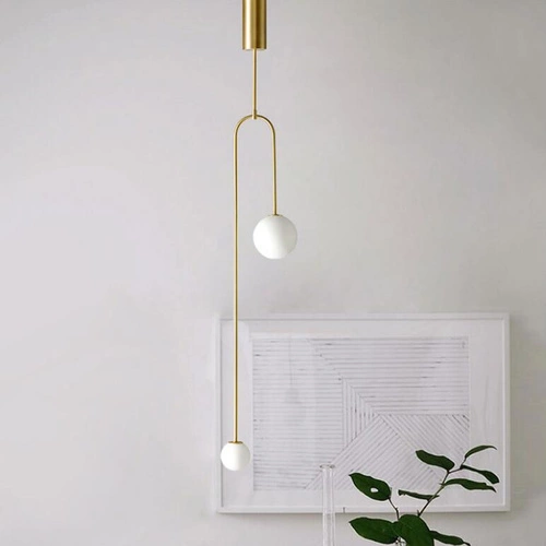Lampa wisząca kula Loop złota nowoczesna do salonu i nad wyspę 123 cm Step into Design