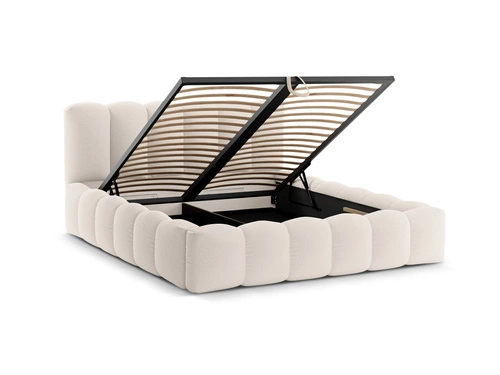 Łóżko tapicerowane Lupine beżowe 160x200 z pojemnikiem do sypialni nowoczesne glamour