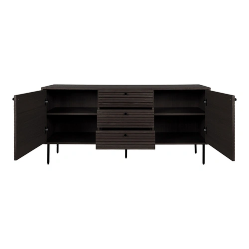 Komoda Kyoto fornir dębowy dymiony ryflowana 150 cm do salonu