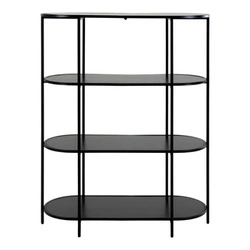 Regał na książki Vita czarny loftowy metalowy z półkami owalny do salonu i biura 85 cm