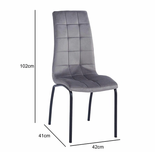 Krzesło do jadalni Ezara Intesi tapicerowane welur szare nowoczesne na czarnych nogach