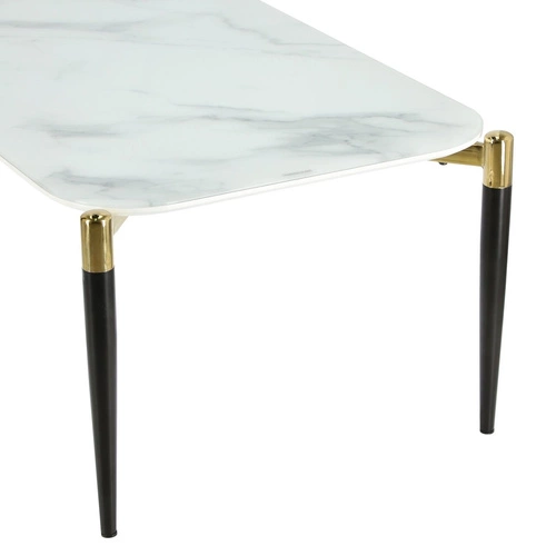 Stolik kawowy Pista prostokątny biały szklany glamour do salonu Intesi 120x60 cm