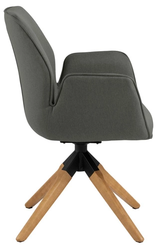 Krzesło obrotowe tapicerowane Aura Actona do salonu skandynawskie szare z podłokietnikami