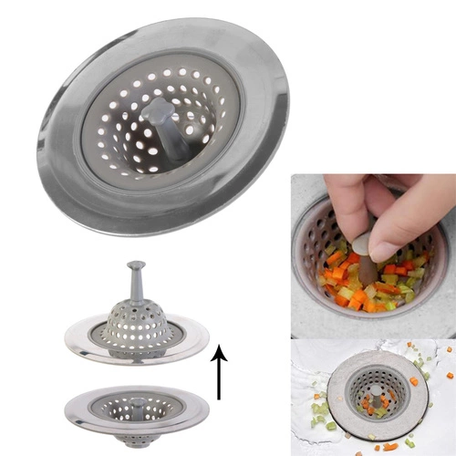 Sitko do zlewu kuchennego Intesi szare silikonowe i stal nierdzewna nowoczesne 11 cm