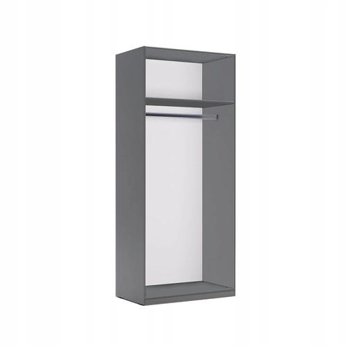 Szafa 2-drzwiowa Della szara nowoczesna z półkami i drążkiem do sypialni 90x55