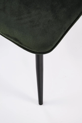 Krzesło do jadalni Vivia Intesi zielone tapicerowane welurowe nowoczesne na czarnych nogach
