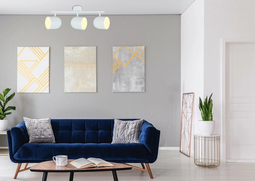 Lampa sufitowa Azuro biała 3-punktowa regulowana do salonu i kuchni nowoczesna