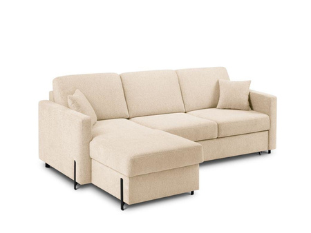 Narożnik z funkcją spania Gabriel Beige Structured Fabric lewostronny