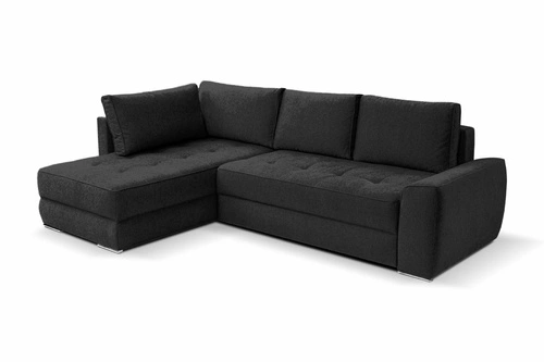 Narożnik z funkcją spania do salonu Rabis antracytowy nowoczesny z pojemnikiem Intesi