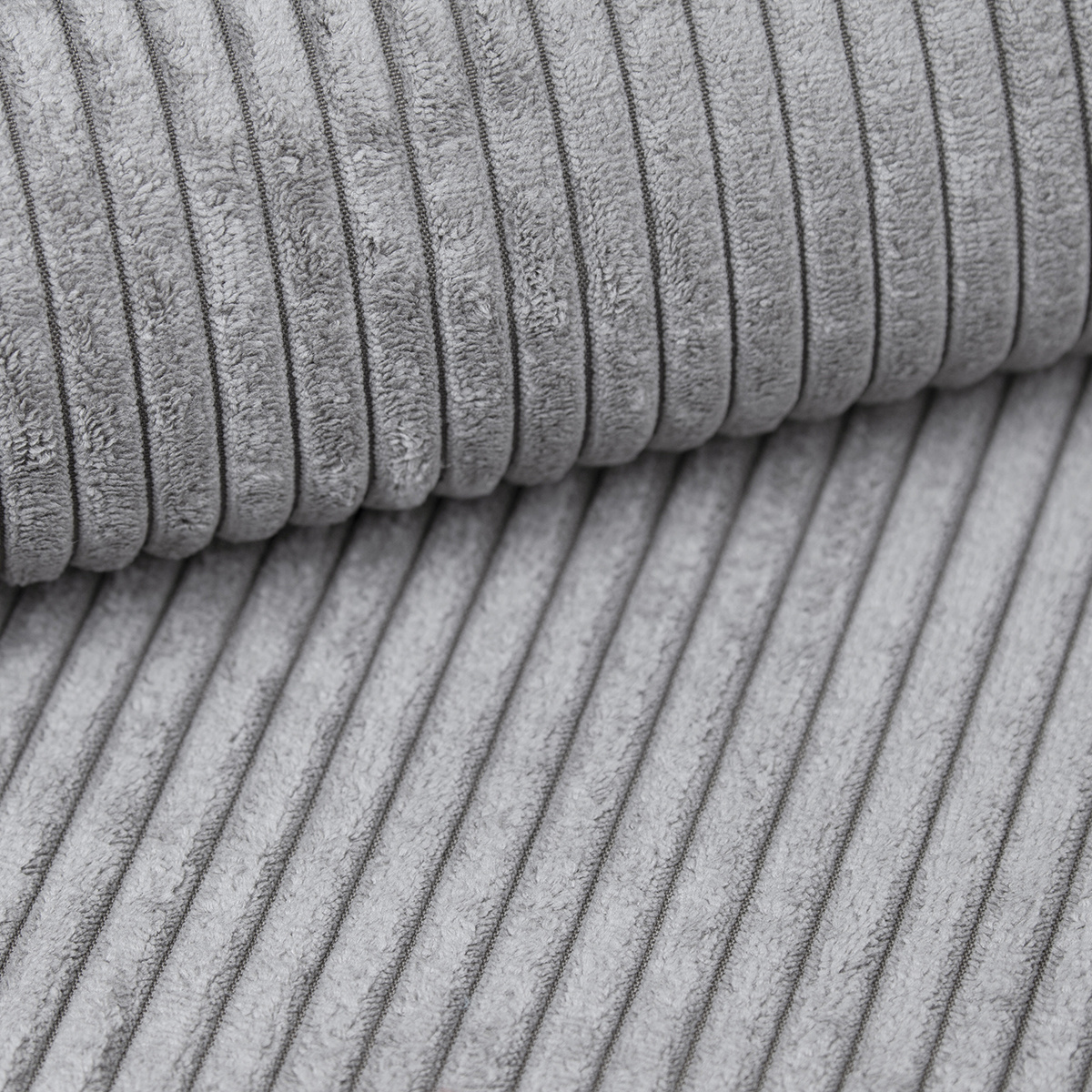 Narożnik z funkcją spania Molde L lewy sztruksowy szary do salonu z pojemnikiem