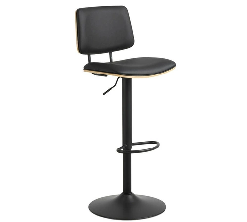 Hoker Owen czarny z oparciem, regulowany, obrotowy, skórzany do kuchni i wyspy nowoczesny Actona