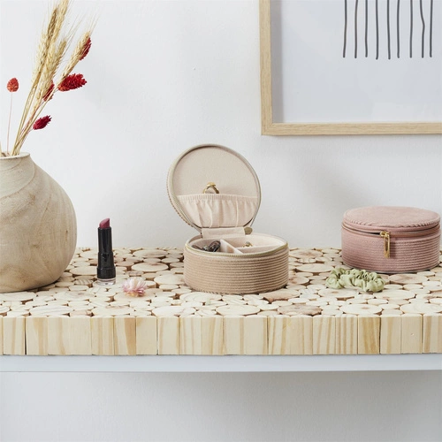 Organizer na biżuterię do szuflady Velo beżowy sztruksowy z przegródkami Intesi