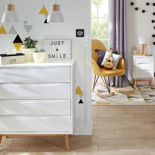 Lampa wisząca Desy biała metal i drewno do kuchni i jadalni nowoczesna nad stół Atmosphera