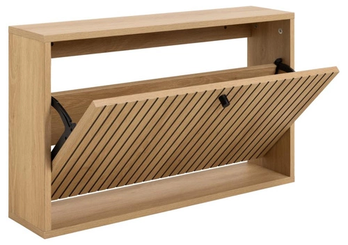 Szafka na buty Albany Actona wisząca dąb naturalny, ryflowany front, nowoczesna do przedpokoju