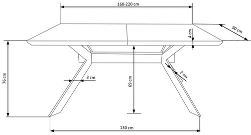 Stół rozkładany do jadalni Carbad dąb naturalny czarne nogi nowoczesny loftowy 160-220x90 cm Intesi