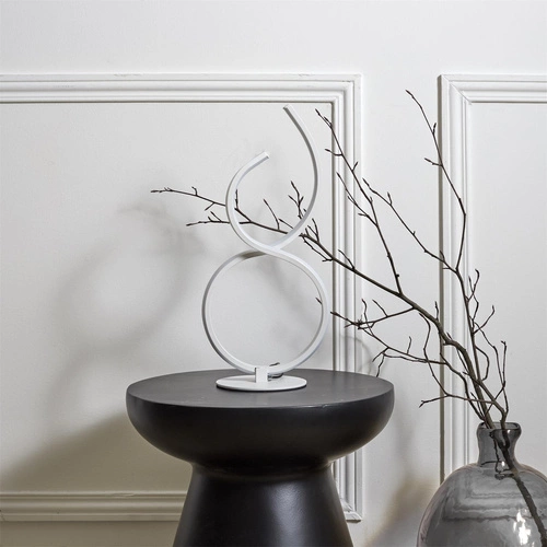 Nowoczesna biała lampka nocna LED Intesi do sypialni i salonu metalowa 36 cm