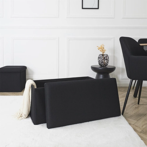 Pufa składana ze schowkiem Velse Atom czarna prostokątna nowoczesna do przedpokoju Intesi