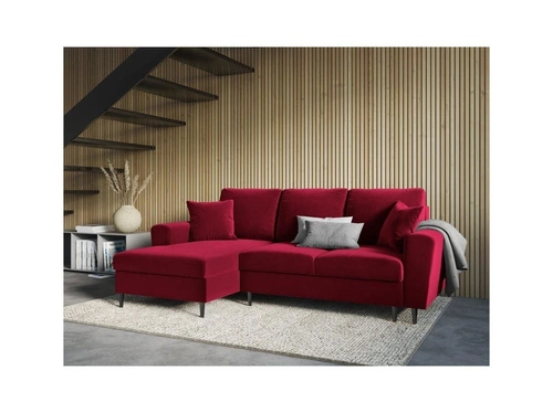 Narożnik z funkcją spania Moghan Red Velvet Lewostronna kolor nóg czarny