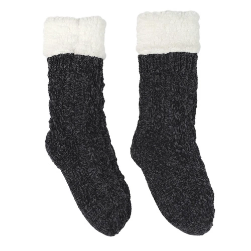 Skarpetki ocieplane Chenille Intesi czarne, grube i miękkie do domu, styl nowoczesny 36-41