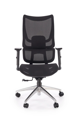 Ergonomiczny fotel biurowy Percas czarny siatkowy obrotowy z regulacją Intesi do biura