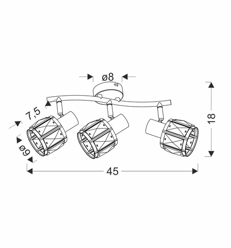 Lampa sufitowa Dubai 3-punktowa złota kryształowa do salonu i jadalni glamour 45 cm