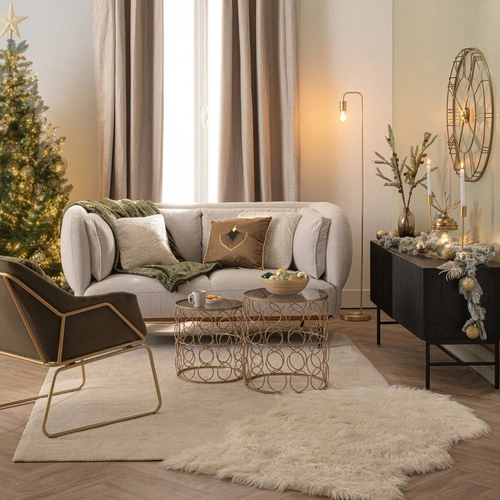 Sofa dwuosobowa Isée szara aksamitna nowoczesna z podłokietnikami do salonu Atmosphera