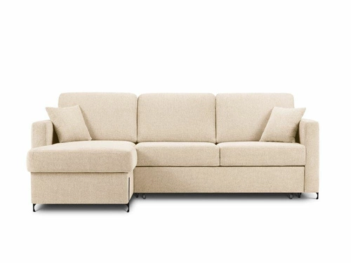 Narożnik z funkcją spania Gabriel Beige Structured Fabric lewostronny
