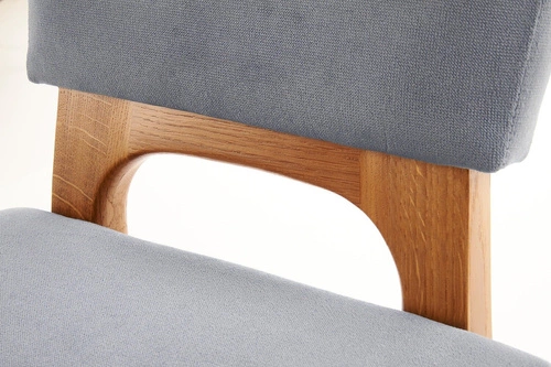 Krzesło do jadalni Remi Intesi drewniane tapicerowane szare skandynawskie dąb