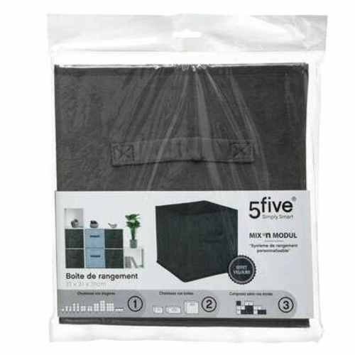Pudełko materiałowe do regału 31x31 Velvet szare składane z uchwytem 5five simply smart