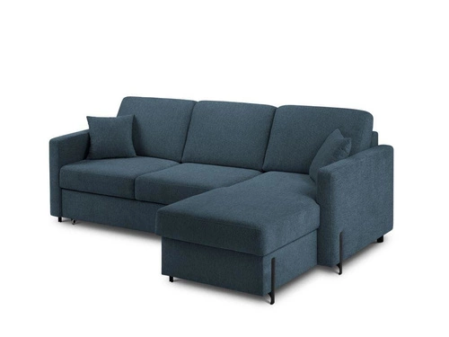 Narożnik z funkcją spania Gabriel Blue Structured Fabric prawostronny