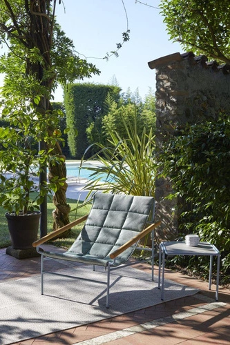 Fotel wypoczynkowy Glam outdoor do ogrodu i na taras, tkanina, styl glamour, z podłokietnikami