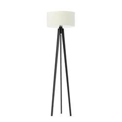 Lampa stojąca drewniana trójnóg MIAMI Lysne z abażurem ecru glamour do salonu personalizowana