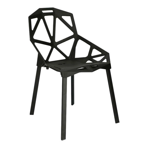 Krzesło do salonu Gap PP inspirowane One Chair Simplet czarne ażurowe sztaplowane nowoczesne