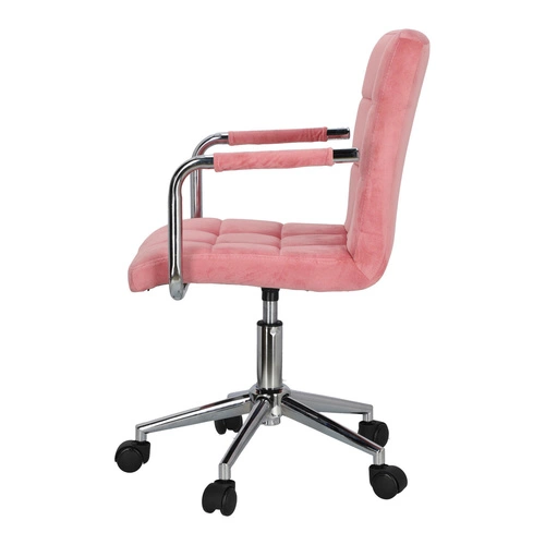 Fotel biurowy ergonomiczny Cosmo Arm różowy velvet z podłokietnikami do nauki i pracy
