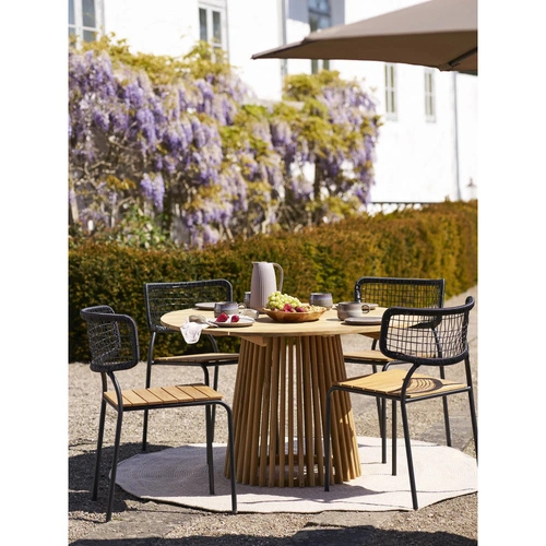 Krzesło Nashville drewniane tekowe czarne do jadalni i salonu