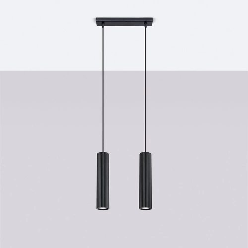 Lampa wisząca KARBON 2 czarna regulowana nowoczesna do salonu i jadalni aluminium