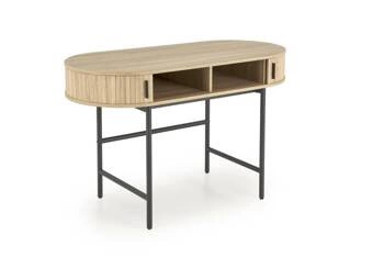 Biurko Bahli skandynawskie do pracy 120 cm nowoczesne naturalne z czarnymi nogami Intesi