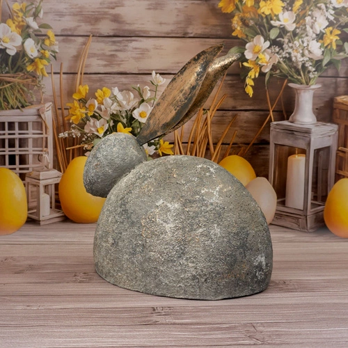 Intesi figurka wielkanocna leżący królik 33 cm szary nowoczesna dekoracja do salonu