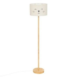 Lampa stojąca do pokoju dziecięcego Cat kremowa drewniana nowoczesna Atmosphera 152 cm