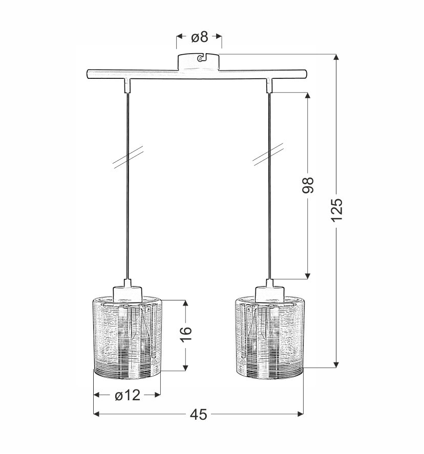 Lampa wisząca Cox chrom 2-punktowa nowoczesna do salonu i jadalni CANDELLUX