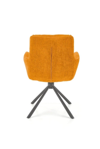 Krzesło tapicerowane obrotowe Ophelia musztardowe do jadalni i salonu nowoczesne z podłokietnikami Intesi