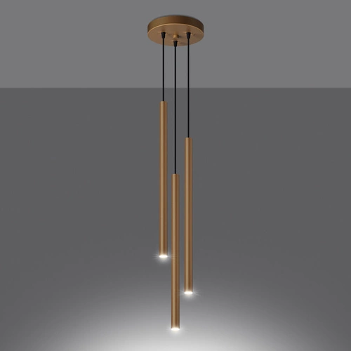 Nowoczesna lampa wisząca Pastelo 3P złota do salonu lub nad stół Sollux Lighting