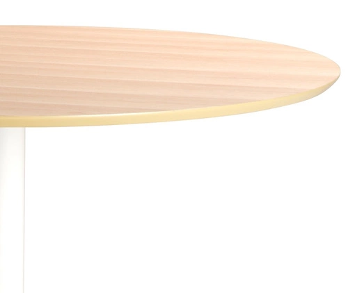 Stół okrągły Ibiza 110 cm biały blat dąb nowoczesny do kuchni i jadalni Actona