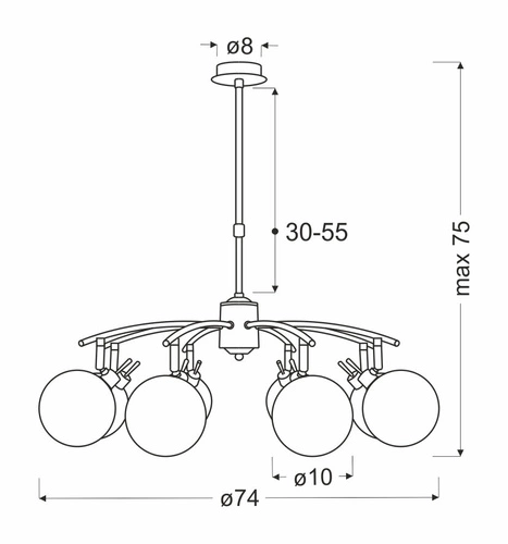 Lampa wisząca Lentini patynowy 8x40W G9 klosz bursztynowy