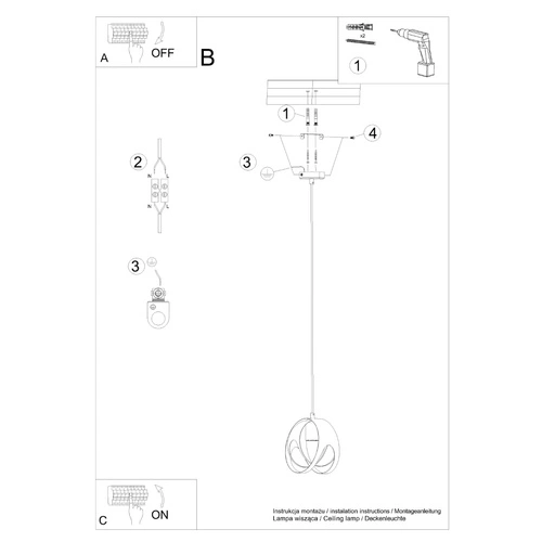 Lampa wisząca kula Tulos czarna nowoczesna do salonu i jadalni Sollux Lighting