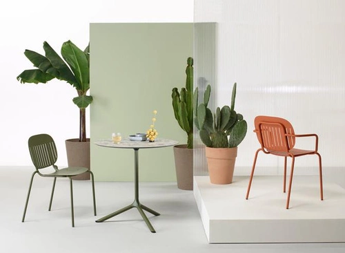 Krzesło ogrodowe metalowe niebieskie SI-SI SCAB Design nowoczesne sztaplowane na taras